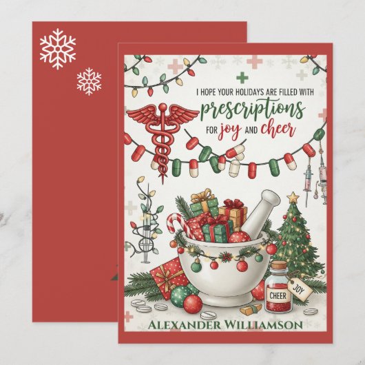 Pharmacy Tech & Nurse Christmas Kaart Joy (Voorkant / Achterkant)