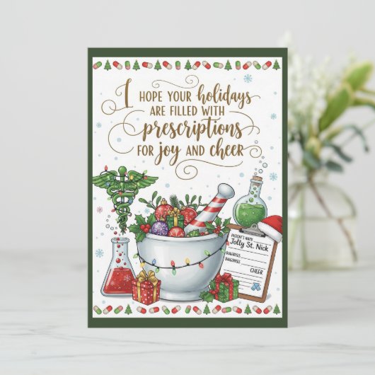 Pharmacy Tech Nurse Christmas Kaart Joy Cheer (Staand voorkant)