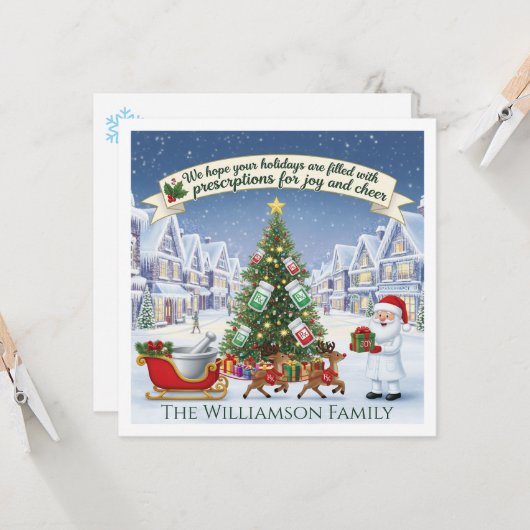 Pharmacy Tech Pharmacist Christmas Kaart Joy Cheer (Voorkant / Achterkant in situ)