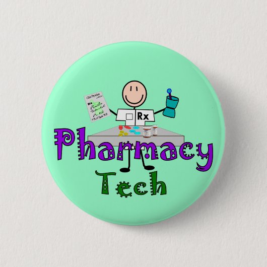 Pharmacy Tech Stick People Design Gifts Ronde Button 5,7 Cm (Voorkant)