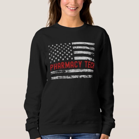 Pharmacy Tech USA Flag Profession Retro Job Title Trui (Voorkant)