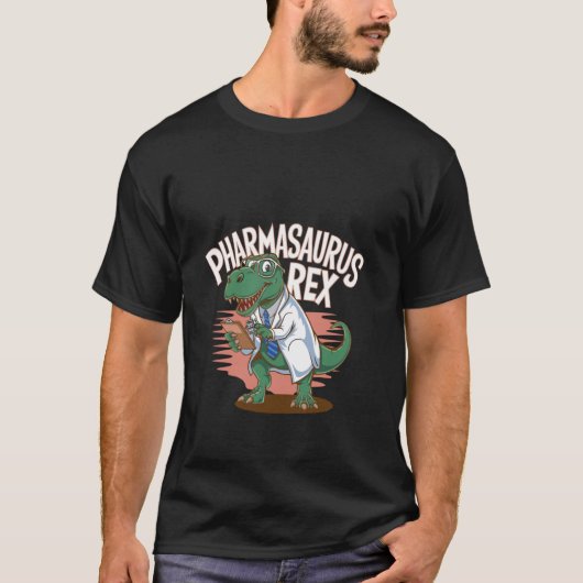 Pharmasaurus Rex Leuke Dinosaur Labjas Humor Kledi T-shirt (Voorkant)