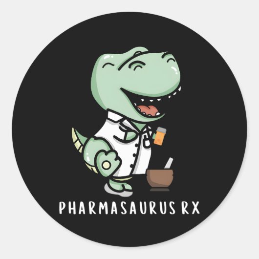 Pharmasaurus RX Apotheker Apotheek Technicus Ronde Sticker (Voorkant)