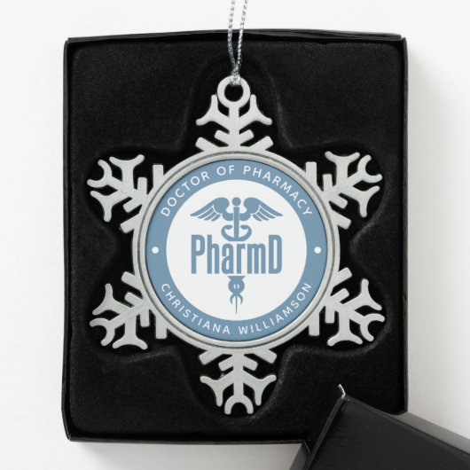 PharmD Doctor in de Afstuderen Tin Sneeuwvlok Ornament (Kistje)