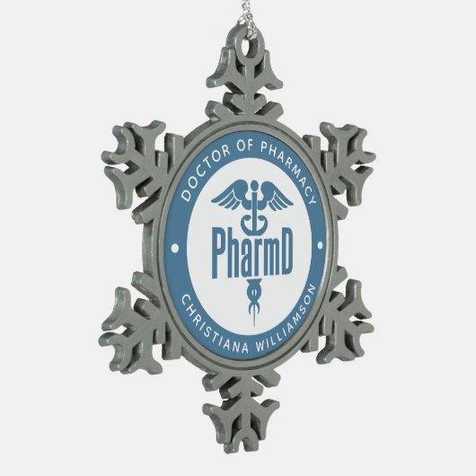 PharmD Doctor in de Afstuderen Tin Sneeuwvlok Ornament (Links)
