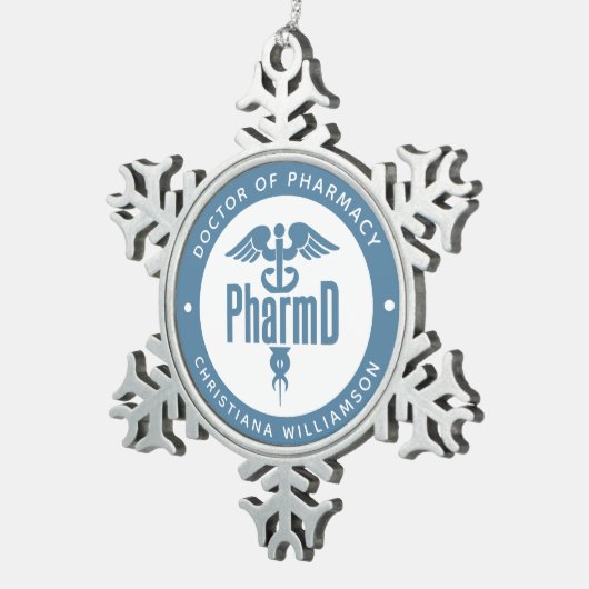 PharmD Doctor in de Afstuderen Tin Sneeuwvlok Ornament (Rechts)
