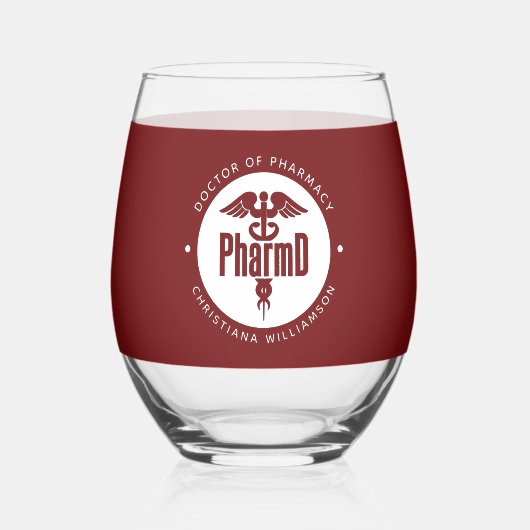 PharmD Doctor in de Afstuderen Wijnglas Zonder Voet (Voorkant)
