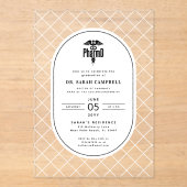 PharmD Doctor of Pharmacy Afstuderen Check Pattern Acryl Uitnodigingen (Voorkant)