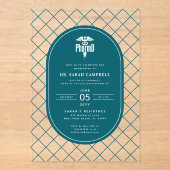PharmD Doctor of Pharmacy Afstuderen Check Pattern Acryl Uitnodigingen (Voorkant)