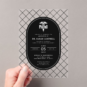 PharmD Doctor of Pharmacy Afstuderen Check Pattern Acryl Uitnodigingen