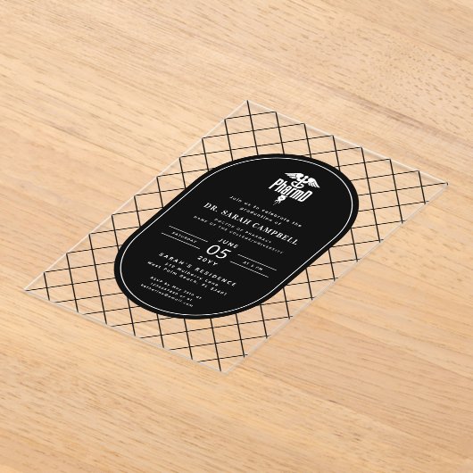 PharmD Doctor of Pharmacy Afstuderen Check Pattern Acryl Uitnodigingen (Laagn)