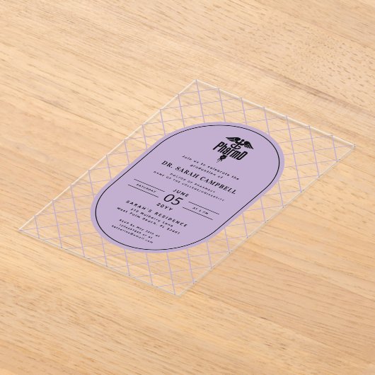 PharmD Doctor of Pharmacy Afstuderen Check Pattern Acryl Uitnodigingen (Laagn)