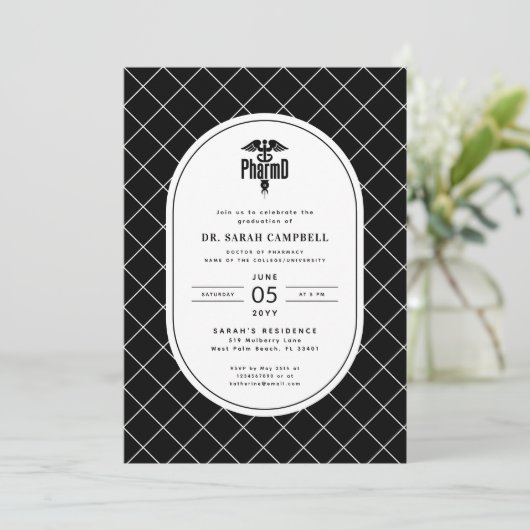 PharmD Doctor of Pharmacy Afstuderen Check Pattern Kaart (Staand voorkant)