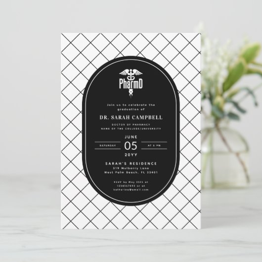 PharmD Doctor of Pharmacy Afstuderen Check Pattern Kaart (Staand voorkant)