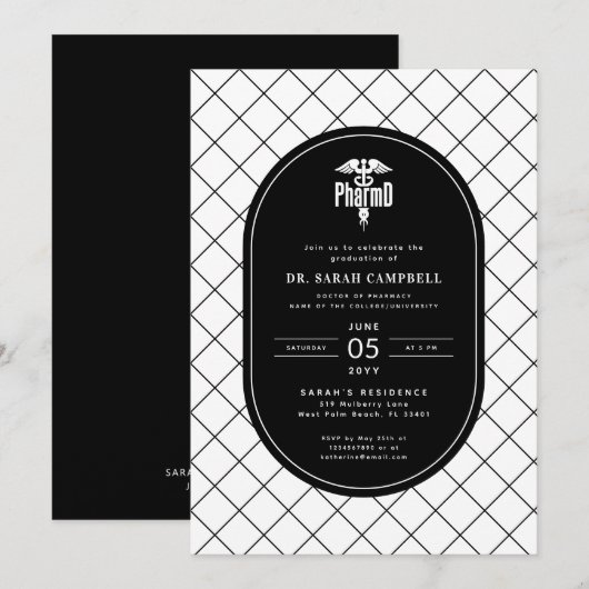 PharmD Doctor of Pharmacy Afstuderen Check Pattern Kaart (Voorkant / Achterkant)