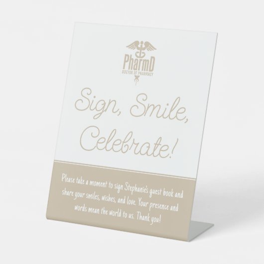 PharmD Doctor of Pharmacy Afstuderen Gastenboek Reclamebord Met Voetstuk (Voorkant)