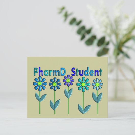 PharmD Student BLUE FLOWERS Briefkaart (Staand voorkant)