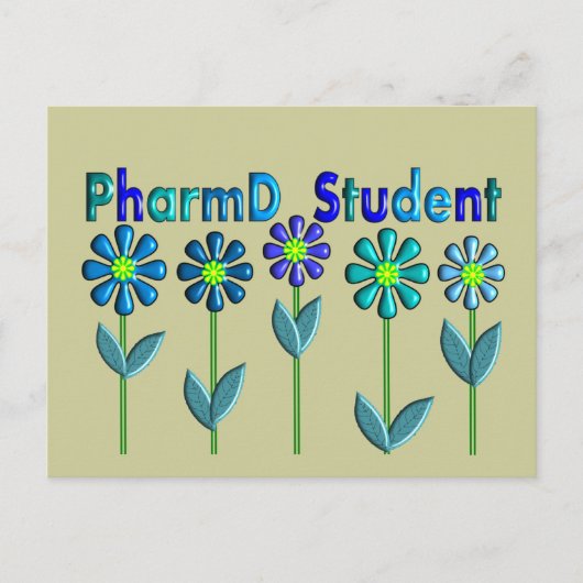 PharmD Student BLUE FLOWERS Briefkaart (Voorkant)