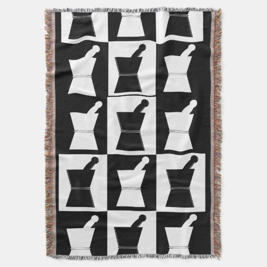PharmD Woven Blanket Black White Deken (Voorkant Verticaal)