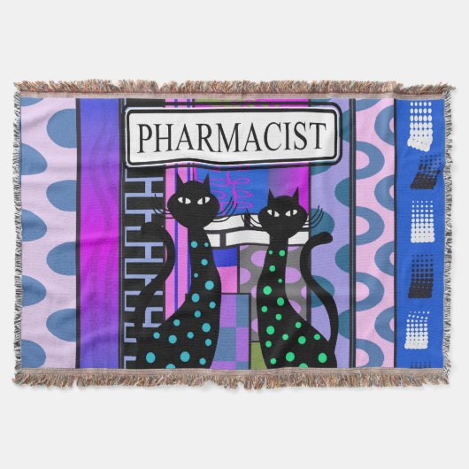 PharmD Woven Blanket Cats Abstract Deken (Voorkant)