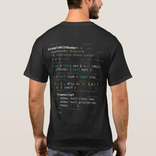 Pharo Syntax op een T-shirt donker (Achterkant)