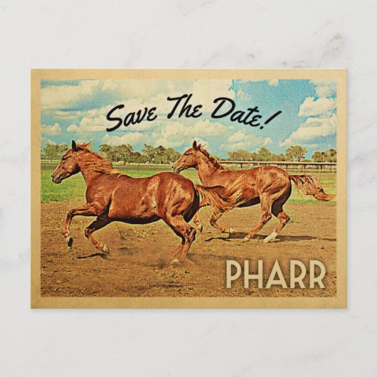 Pharr Texas Save the Date Horses Aankondigingskaart (Voorkant)