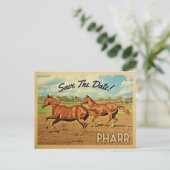 Pharr Texas Save the Date Horses Aankondigingskaart (Staand voorkant)