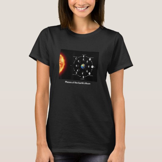 Phases of The Moon on Earth Illustration Graphic D T-shirt (Voorkant)