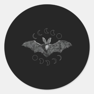 Phases of the Moon Vampire Bat Gothic Lunar Witch Ronde Sticker