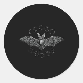 Phases of the Moon Vampire Bat Gothic Lunar Witch Ronde Sticker