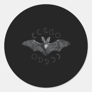 Phases of the Moon Vampire Bat Gothic Lunar Witch Ronde Sticker