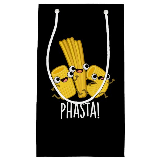 Phasta Funny Fast Pasta Pun Dark BG Klein Cadeauzakje (Voorkant)