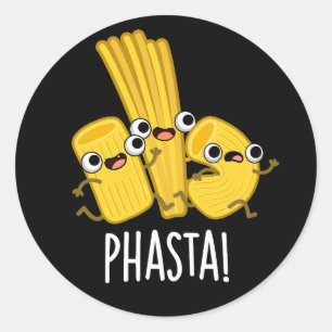 Phasta Funny Fast Pasta Pun Dark BG Ronde Sticker