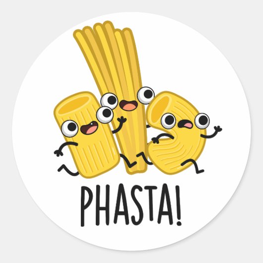 Phasta Funny Fast Pasta Pun Ronde Sticker (Voorkant)