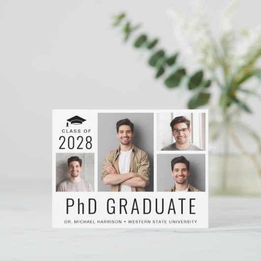 PhD 5 Afstuderen voor fotodoctoraatsgraad Aankondigingskaart (Staand voorkant)