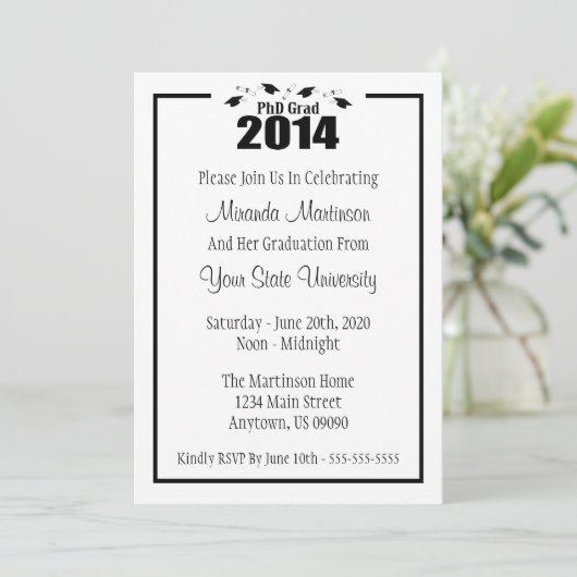 PhD Afstudeerder 2014 Afstuderen Uitnodiging (Zwar (Staand voorkant)