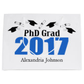 PhD Afstudeerder 2017 Afstuderen Gift Bag (blauw) Groot Cadeauzakje (Voorkant)