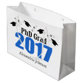 PhD Afstudeerder 2017 Afstuderen Gift Bag (blauw) Groot Cadeauzakje (Achterkant Gekanteld)