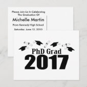 PhD Afstudeerder 2017 Briefkaart Party Invite (Zwa (Voorkant / Achterkant)