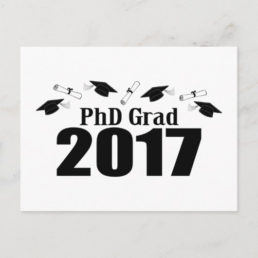 PhD Afstudeerder 2017 Briefkaart Party Invite (Zwa (Voorkant)