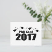 PhD Afstudeerder 2017 Briefkaart Party Invite (Zwa (Staand voorkant)