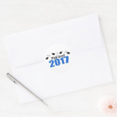 PhD Afstudeerder 2017 Petten en diploma's (blauw) Ronde Sticker (Envelop)