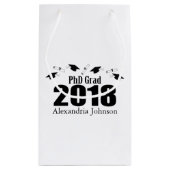 PhD Afstudeerder 2018 Afstuderen Gift Bag (zwart) Klein Cadeauzakje (Achterkant)