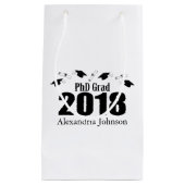 PhD Afstudeerder 2018 Afstuderen Gift Bag (zwart) Klein Cadeauzakje (Voorkant)