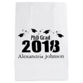 PhD Afstudeerder 2018 Afstuderen Gift Bag (zwart) Medium Cadeauzakje (Achterkant)