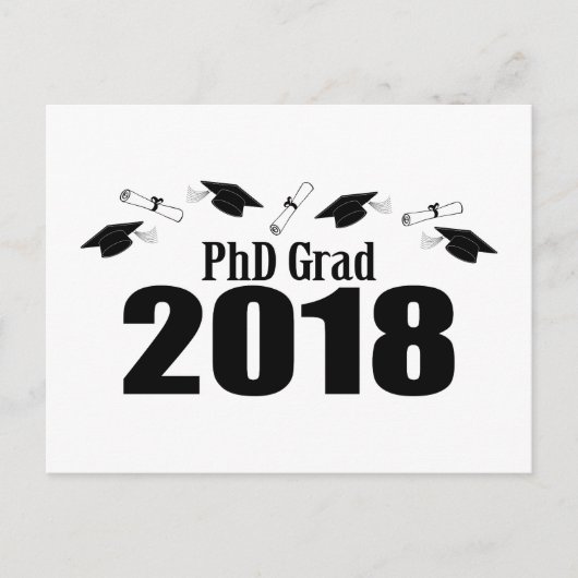 PhD Afstudeerder 2018 Briefkaart Party Invite (Zwa (Voorkant)