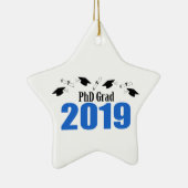 PhD Afstudeerder 2019 Petten en diploma's (blauw) Keramisch Ornament (Rechts)