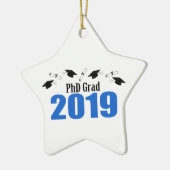 PhD Afstudeerder 2019 Petten en diploma's (blauw) Keramisch Ornament (Links)