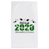 PhD Afstudeerder 2020 Afstuderen Gift Bag (Groen) Klein Cadeauzakje (Achterkant)