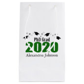 PhD Afstudeerder 2020 Afstuderen Gift Bag (Groen) Klein Cadeauzakje (Voorkant)